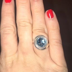 Kameleon Stylized Sterling Silver Ring - Aqua blue